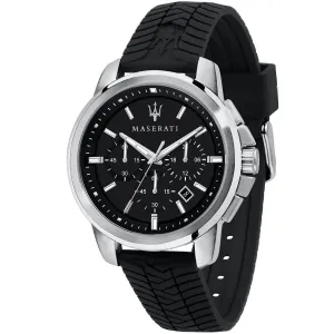 Maserati Successo Black Silicone Strap Black Dial Quartz Watch for Gents - R8871621014