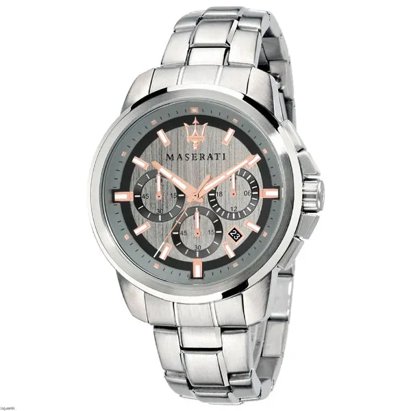 Maserati Successo Silver Stainless Steel Grey Dial Quartz Watch for Gents - R8873621004