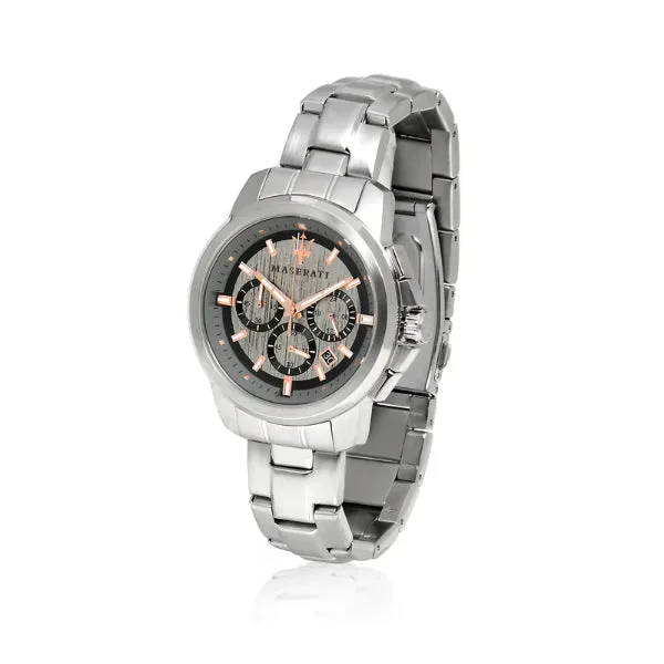 Maserati Successo Silver Stainless Steel Grey Dial Quartz Watch for Gents - R8873621004
