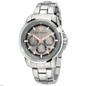 Maserati Successo Silver Stainless Steel Grey Dial Quartz Watch for Gents - R8873621004