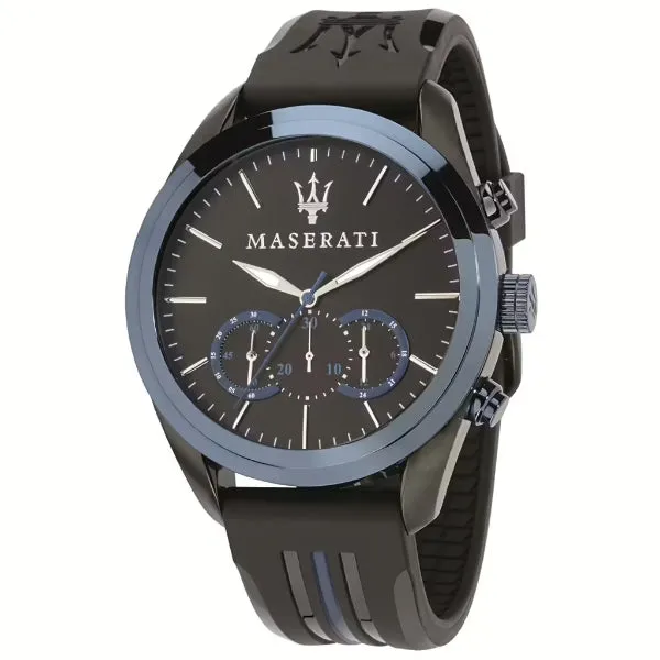 Maserati Traguardo Black Silicone Strap Black Dial Quartz Watch for Gents - R8871612006