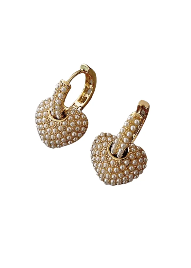 ME THE LABEL Peggy Pearl Hoops - Gold