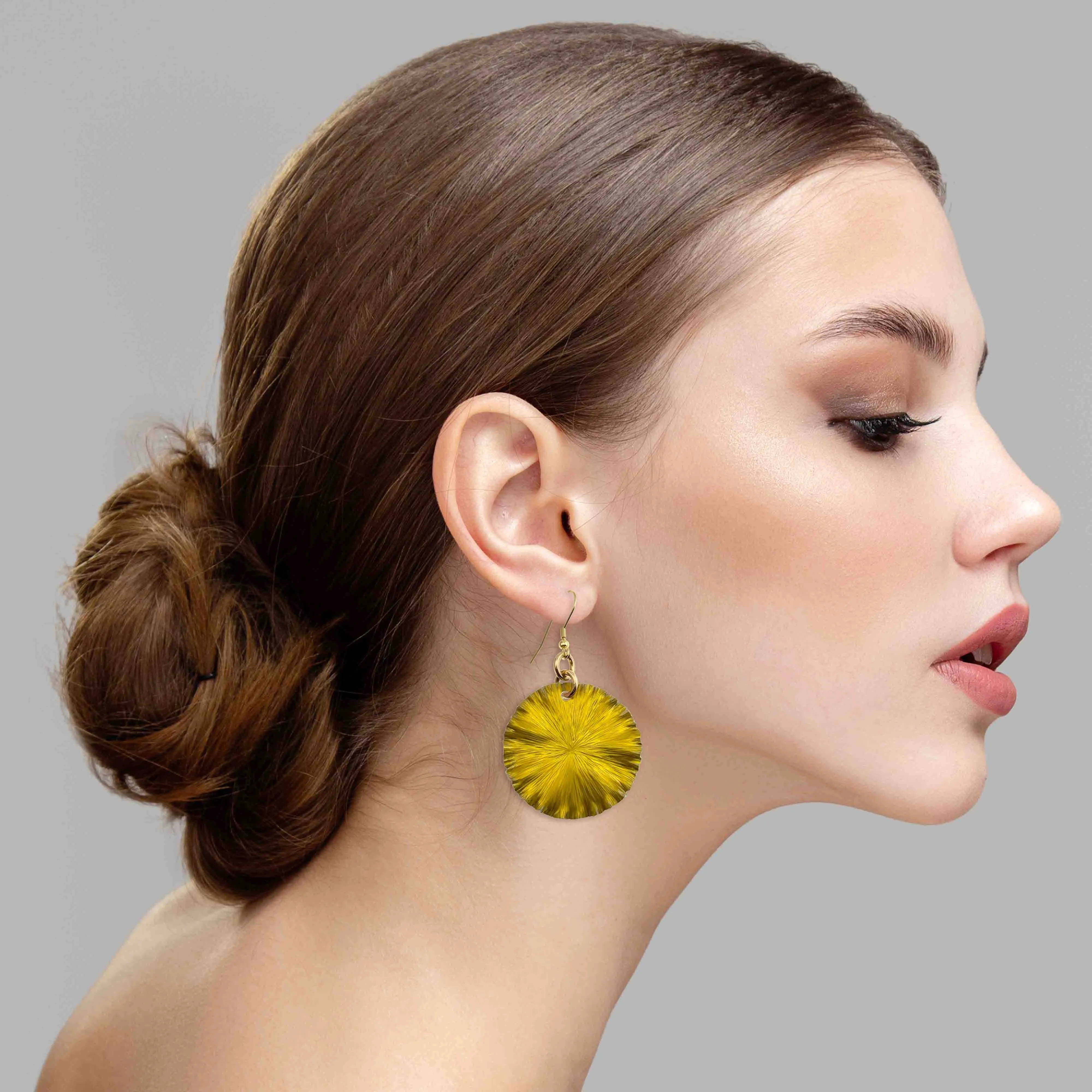 Medium Canary Yellow Anodized Aluminum Lily Pad Earrings