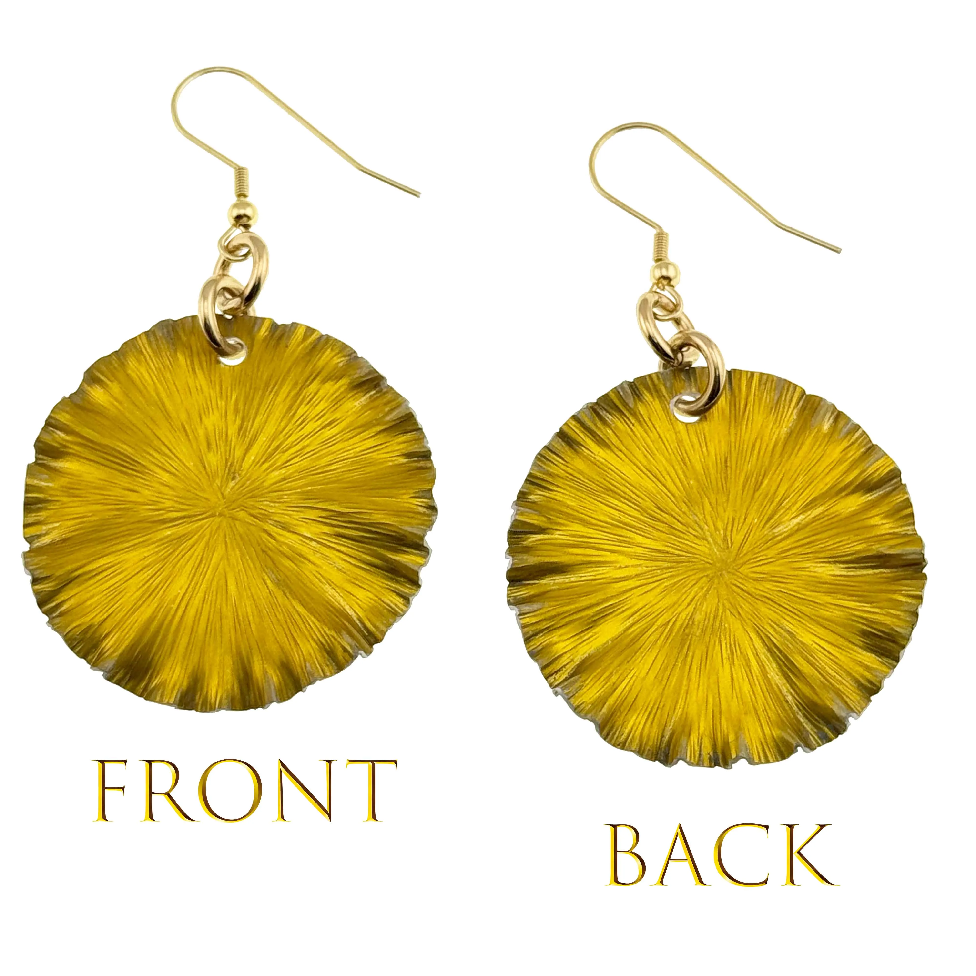 Medium Canary Yellow Anodized Aluminum Lily Pad Earrings