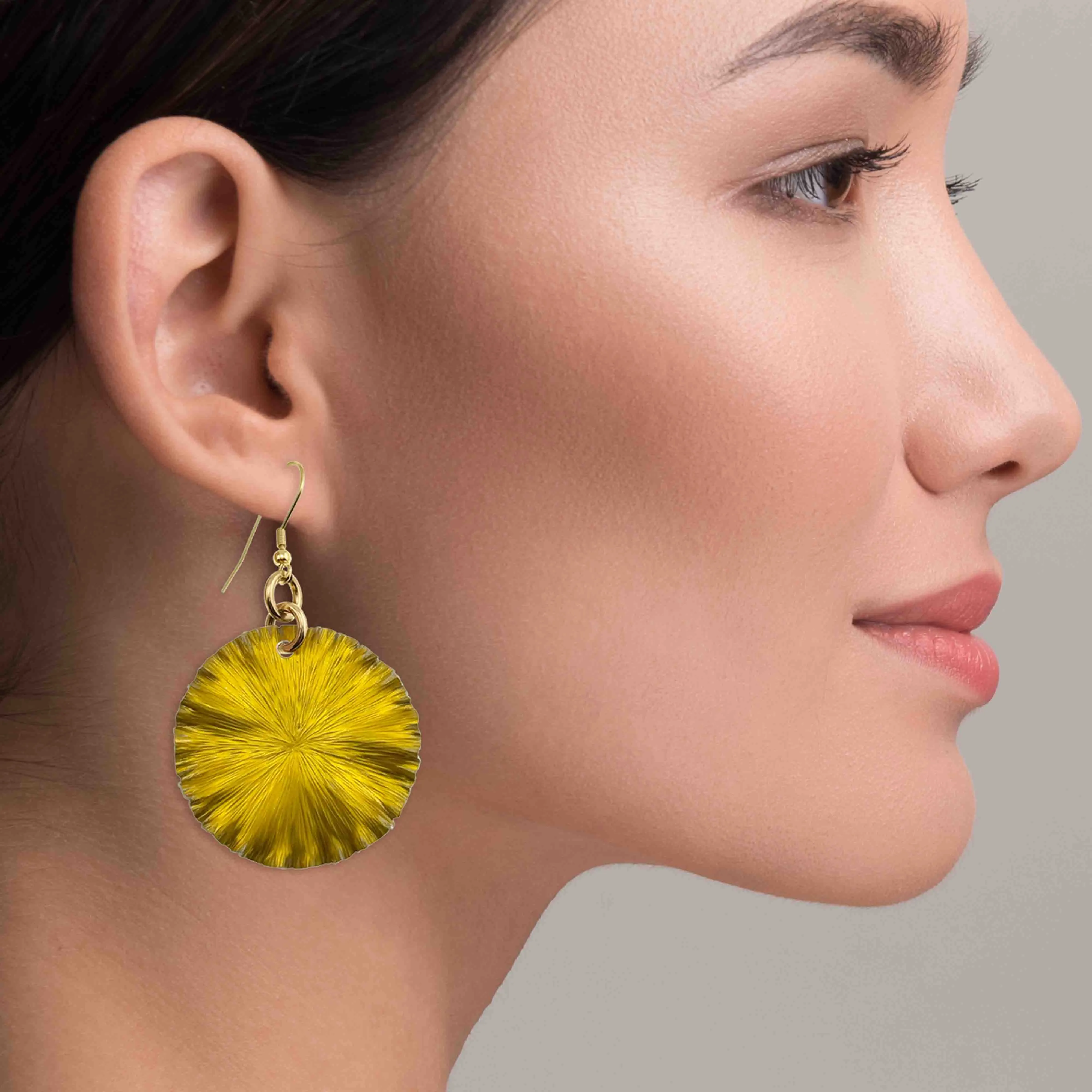 Medium Canary Yellow Anodized Aluminum Lily Pad Earrings