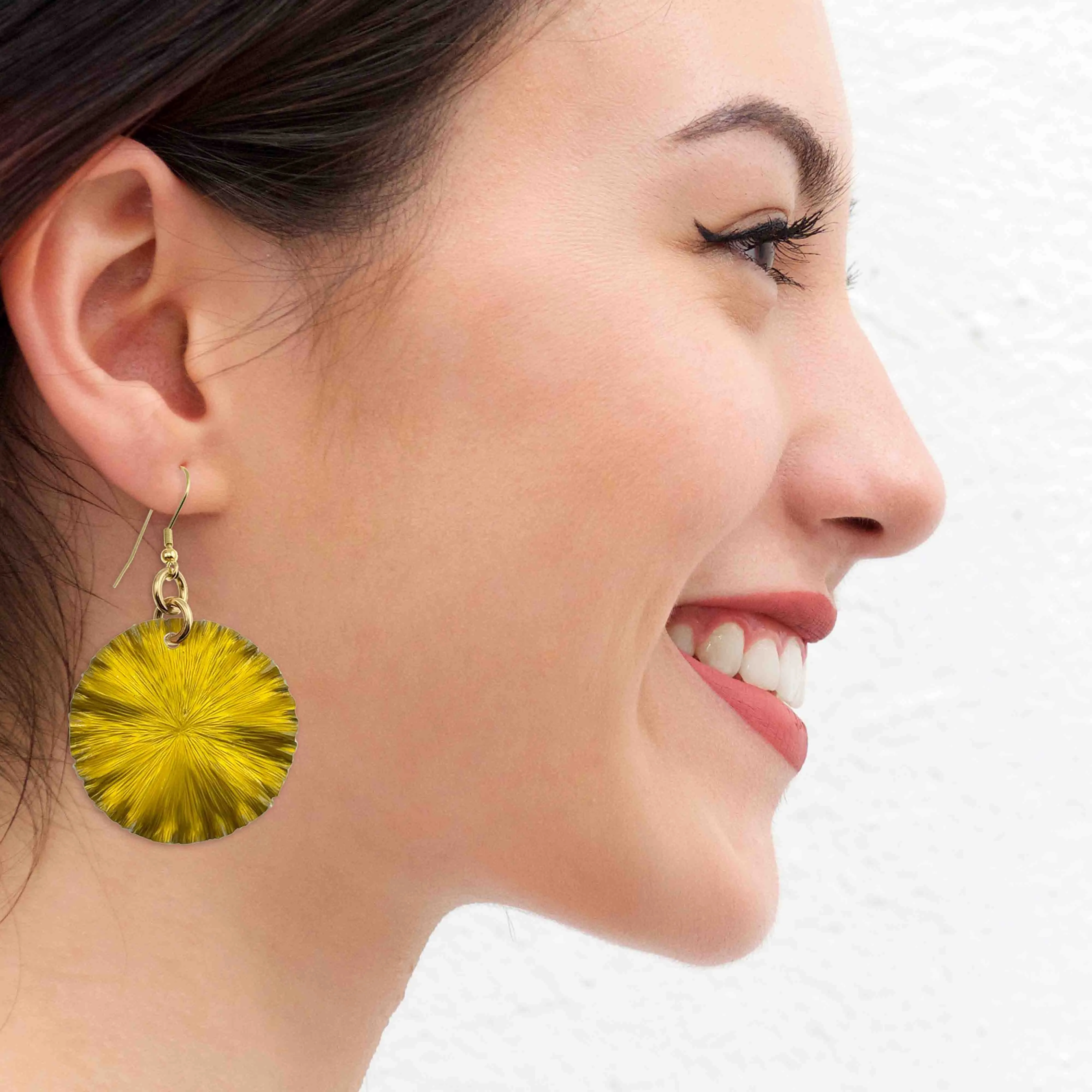 Medium Canary Yellow Anodized Aluminum Lily Pad Earrings