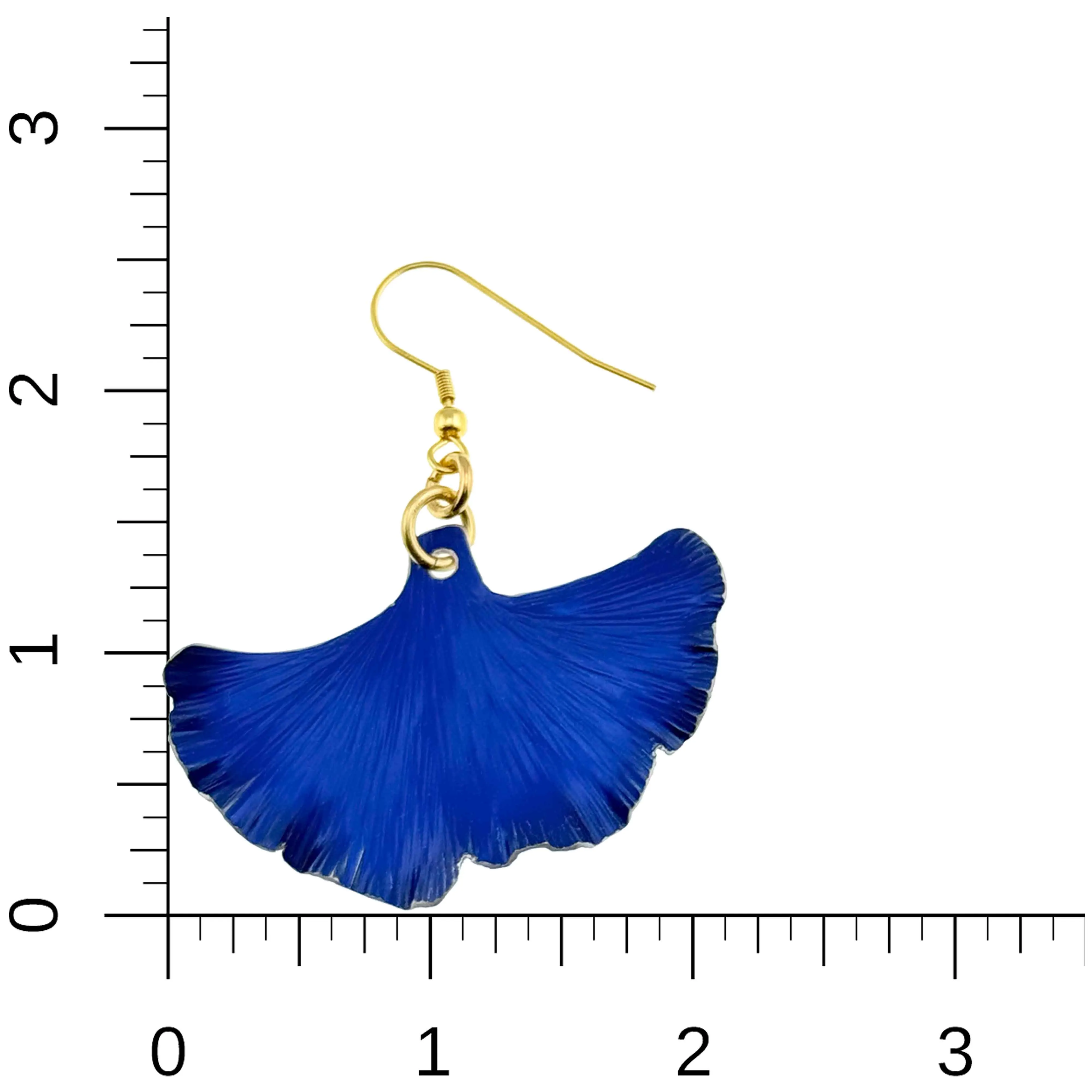 Medium Cobalt Blue Anodized Aluminum Ginkgo Leaf Earrings