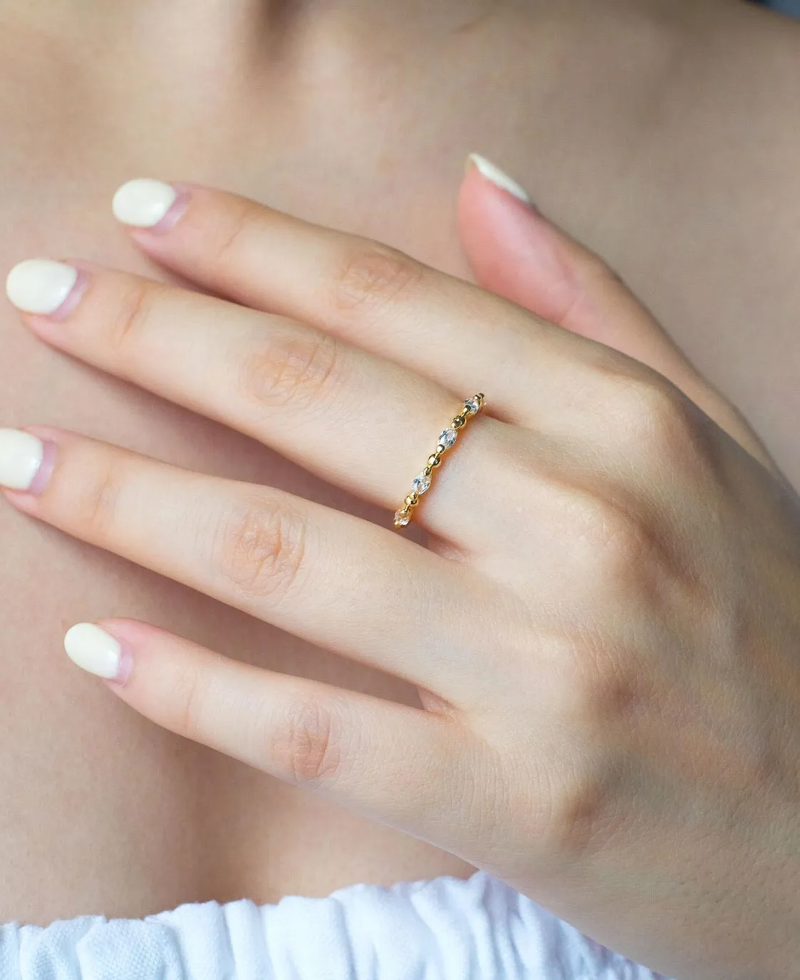 Meline 14K Gold Bead Ring