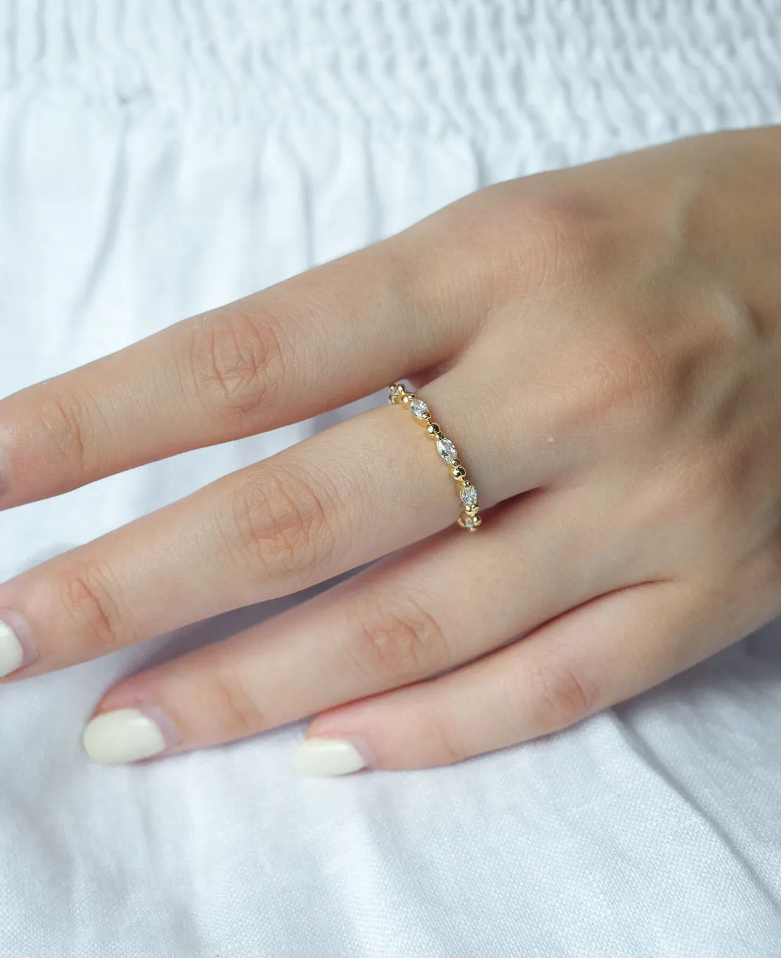 Meline 14K Gold Bead Ring