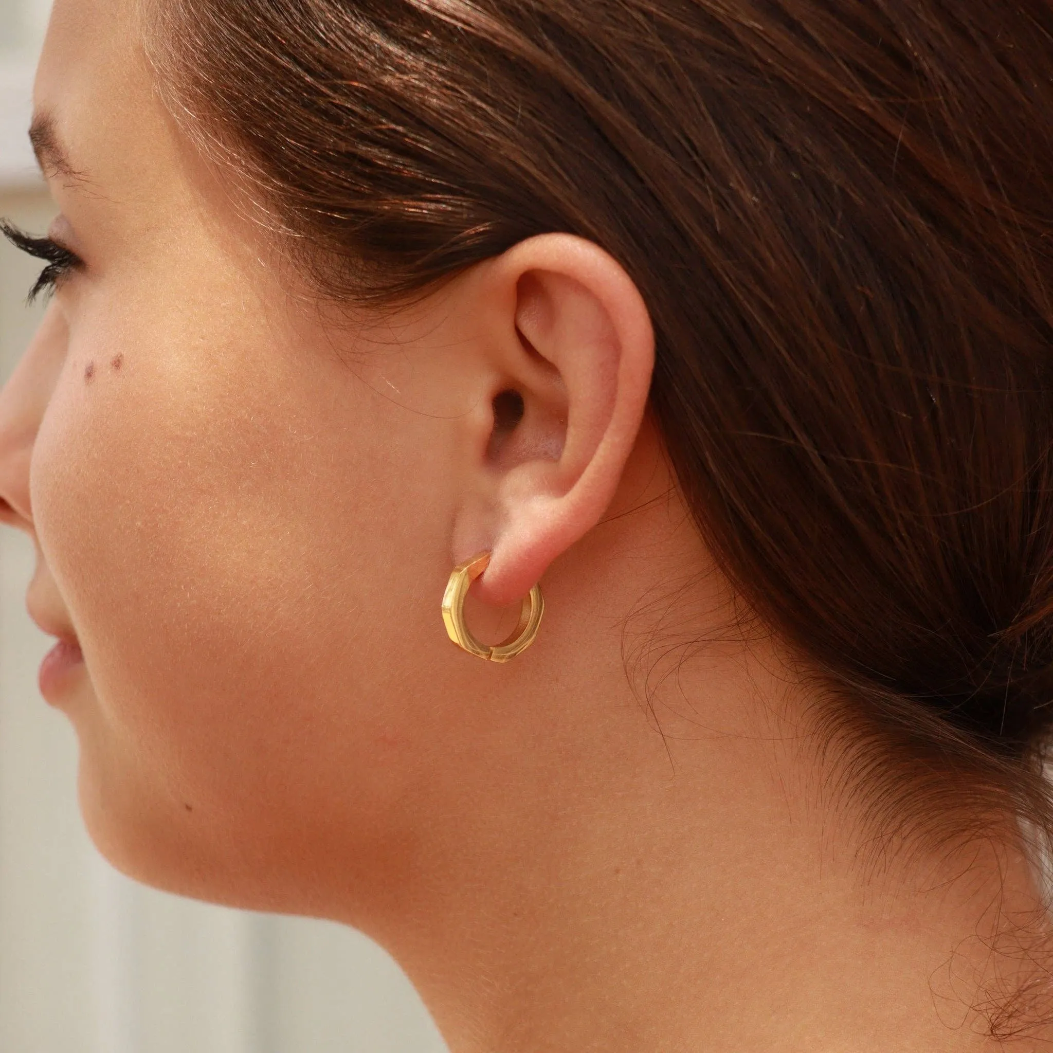 Melody 18K Gold PVD and Stainless Steel PVD Geometric Huggie Earrings