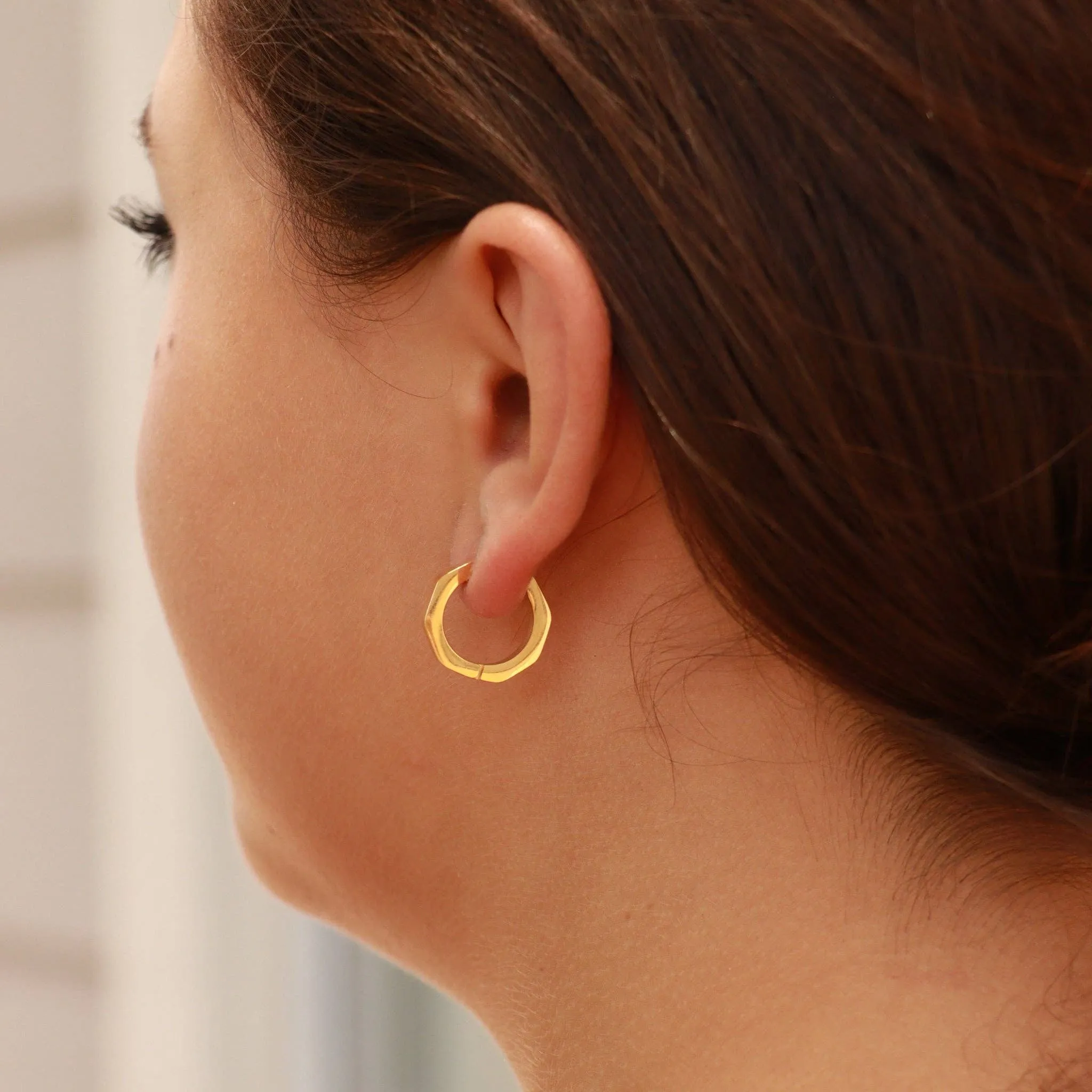 Melody 18K Gold PVD and Stainless Steel PVD Geometric Huggie Earrings