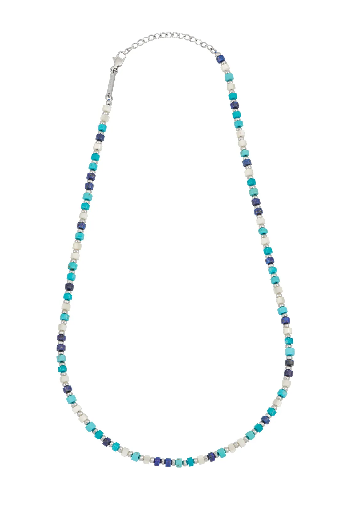 Men's Mixed Blue Gemstone Rondelle Necklace