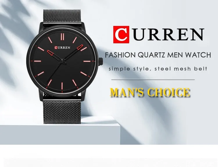 Mens Top Brand Watches CURREN Luxury Quartz Watch Men Waterproof Sport Wrist Watch For Men Slim Mesh Clock Relogio Masculino