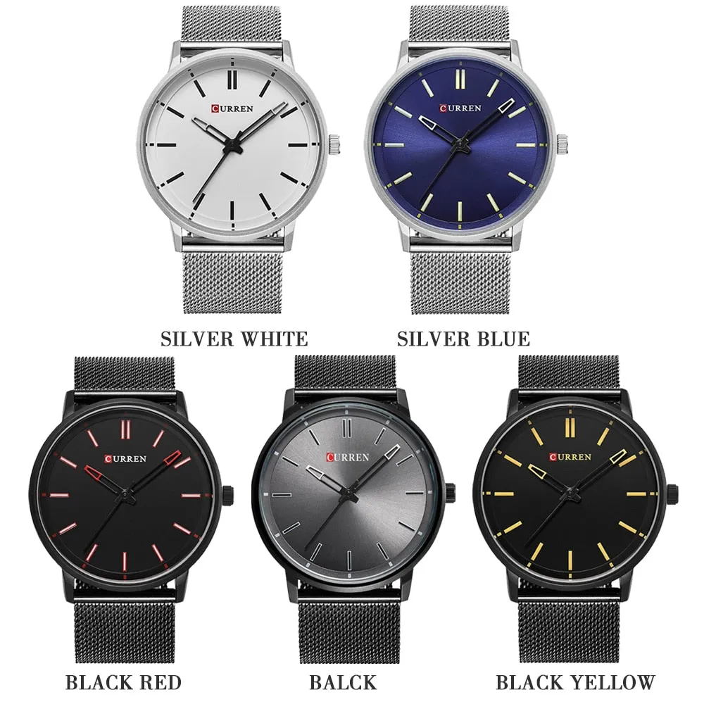 Mens Top Brand Watches CURREN Luxury Quartz Watch Men Waterproof Sport Wrist Watch For Men Slim Mesh Clock Relogio Masculino