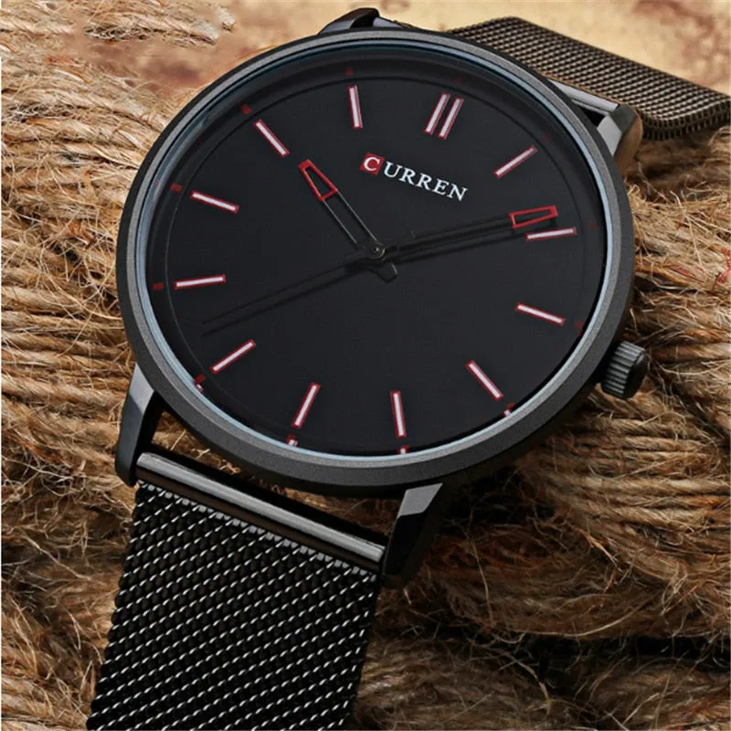 Mens Top Brand Watches CURREN Luxury Quartz Watch Men Waterproof Sport Wrist Watch For Men Slim Mesh Clock Relogio Masculino