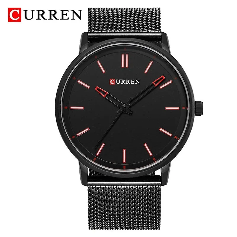 Mens Top Brand Watches CURREN Luxury Quartz Watch Men Waterproof Sport Wrist Watch For Men Slim Mesh Clock Relogio Masculino
