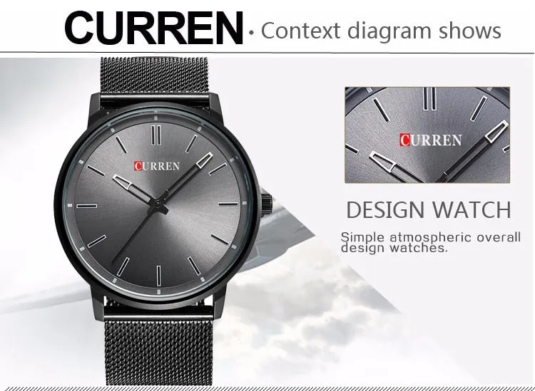 Mens Top Brand Watches CURREN Luxury Quartz Watch Men Waterproof Sport Wrist Watch For Men Slim Mesh Clock Relogio Masculino