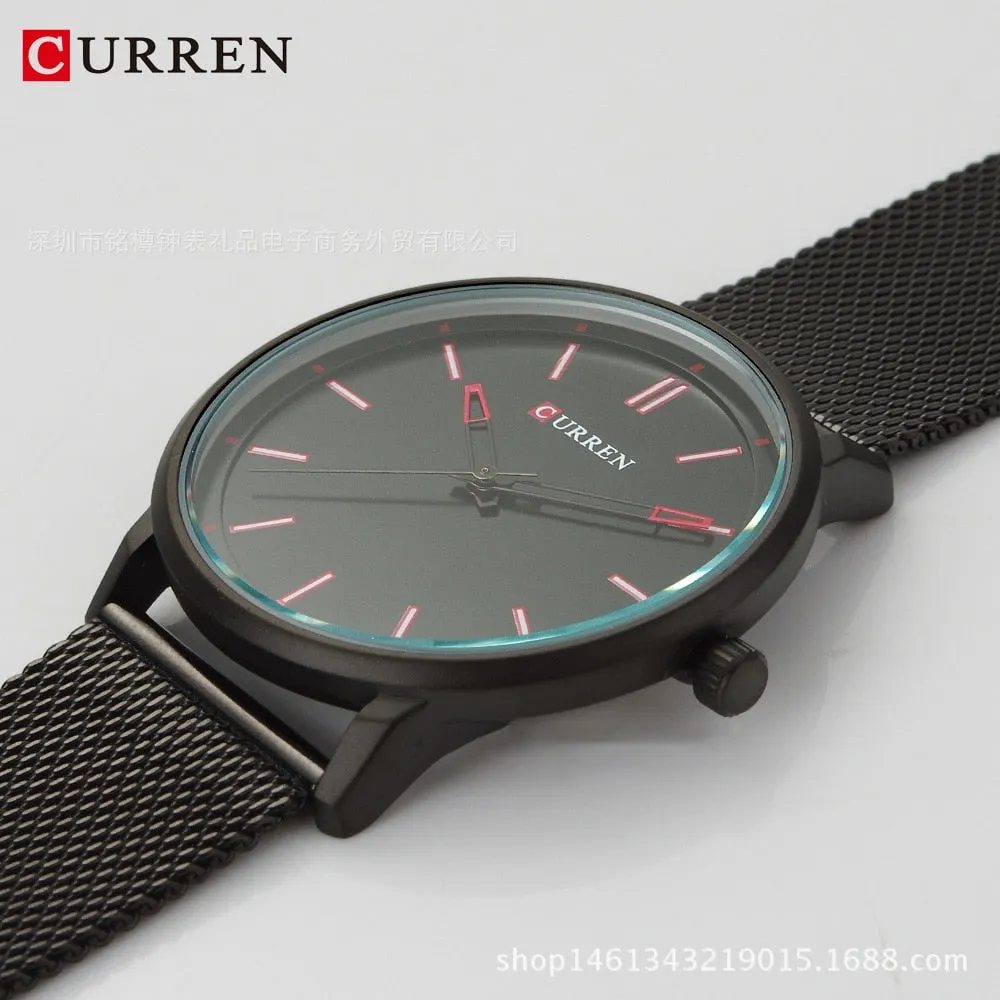 Mens Top Brand Watches CURREN Luxury Quartz Watch Men Waterproof Sport Wrist Watch For Men Slim Mesh Clock Relogio Masculino