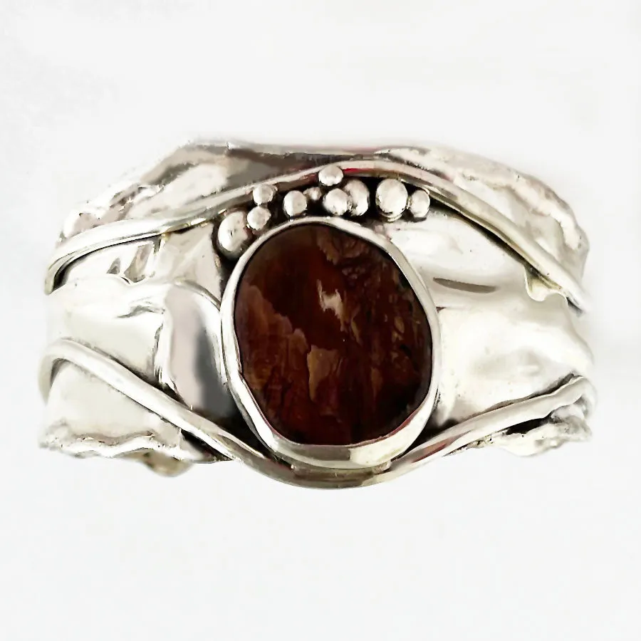 Mexican Fire Opal in Sterling Silver Cuff Bracelet