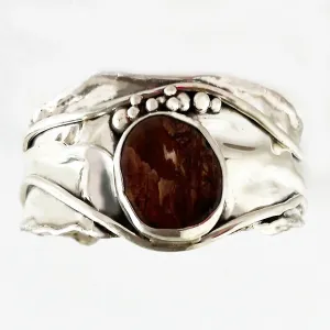 Mexican Fire Opal in Sterling Silver Cuff Bracelet