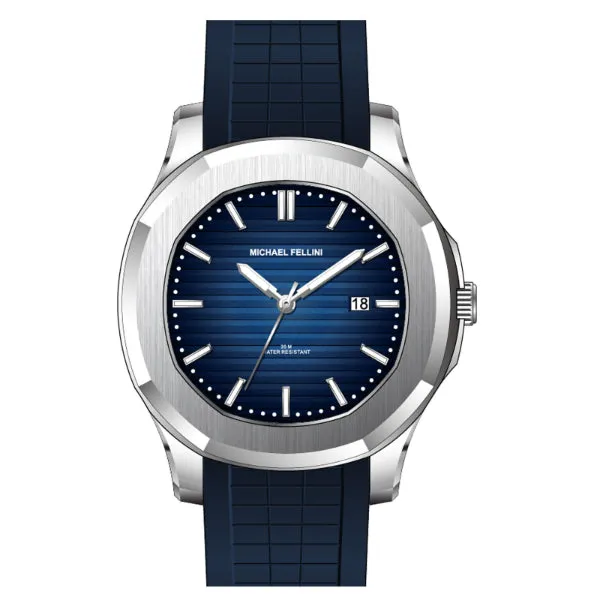 Michael Fellini Blue Silicone Strap Blue Dial Quartz Watch for Gents - MF2364-01