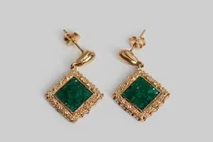 Mid Century Chatham Emerald Crystal Earrings