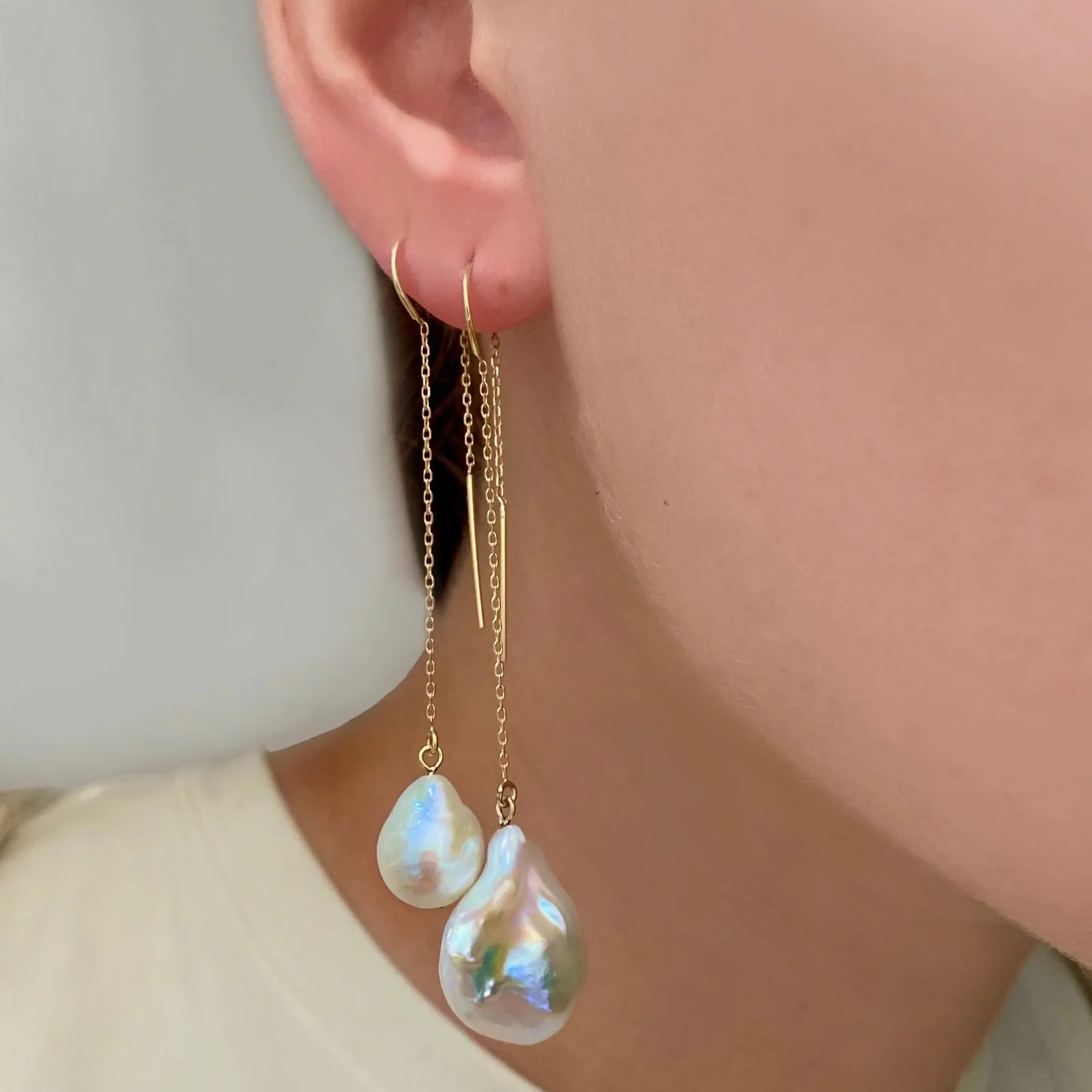Mini Baroque Pearl Ear Threaders