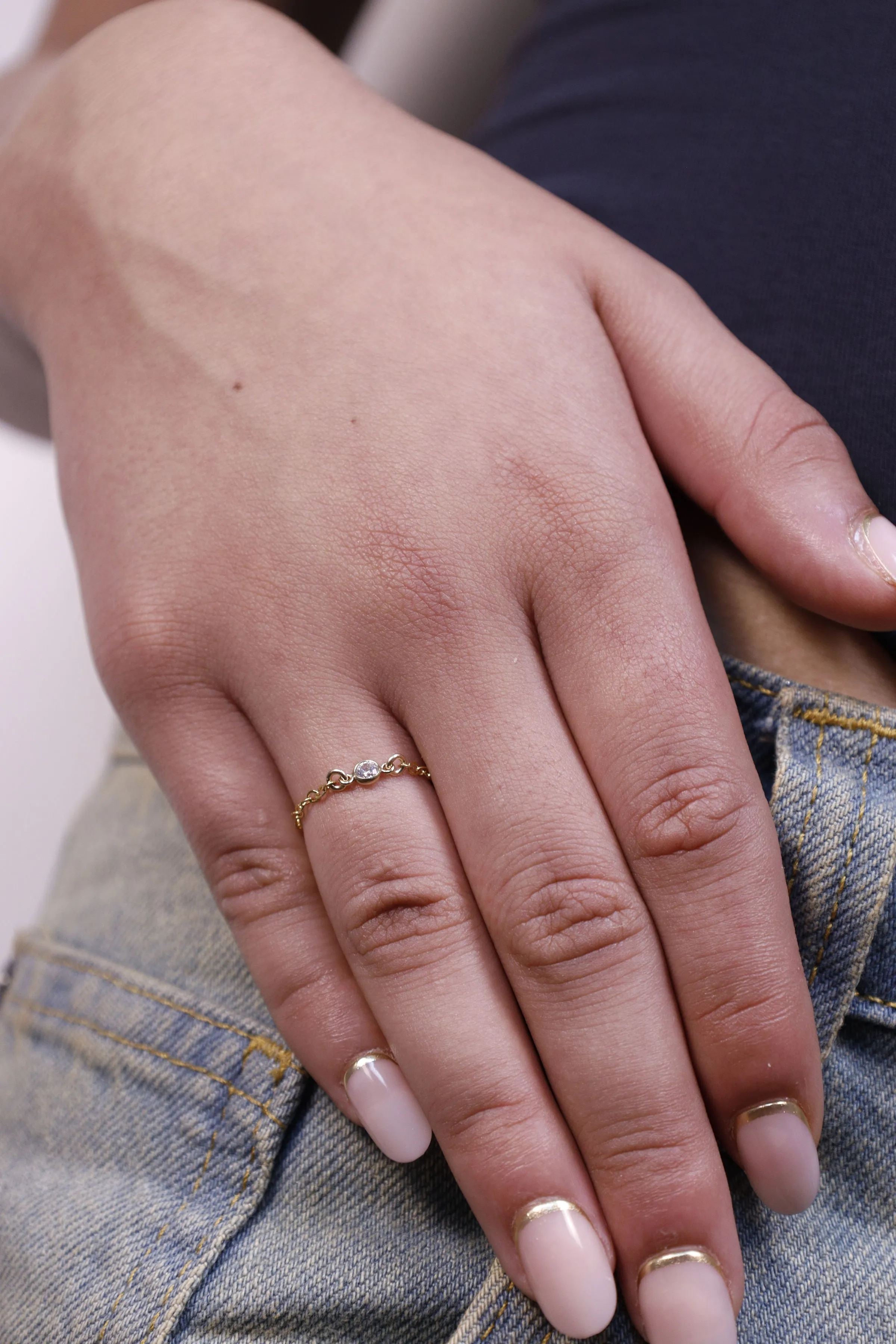 Mini Chain Clear Bezel Ring