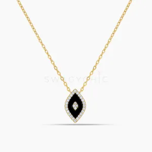 Mini Elevated Eye Black Onyx Necklace