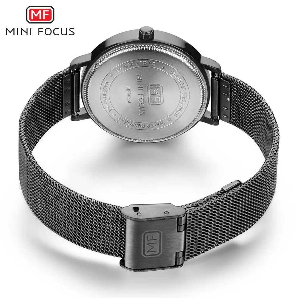 Mini Focus Black Mesh Bracelet Black Dial Quartz Watch for Ladies - MF0036L-03
