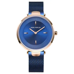 Mini Focus Blue Mesh Bracelet Blue Dial Quartz Watch for Ladies - MF0195L-04