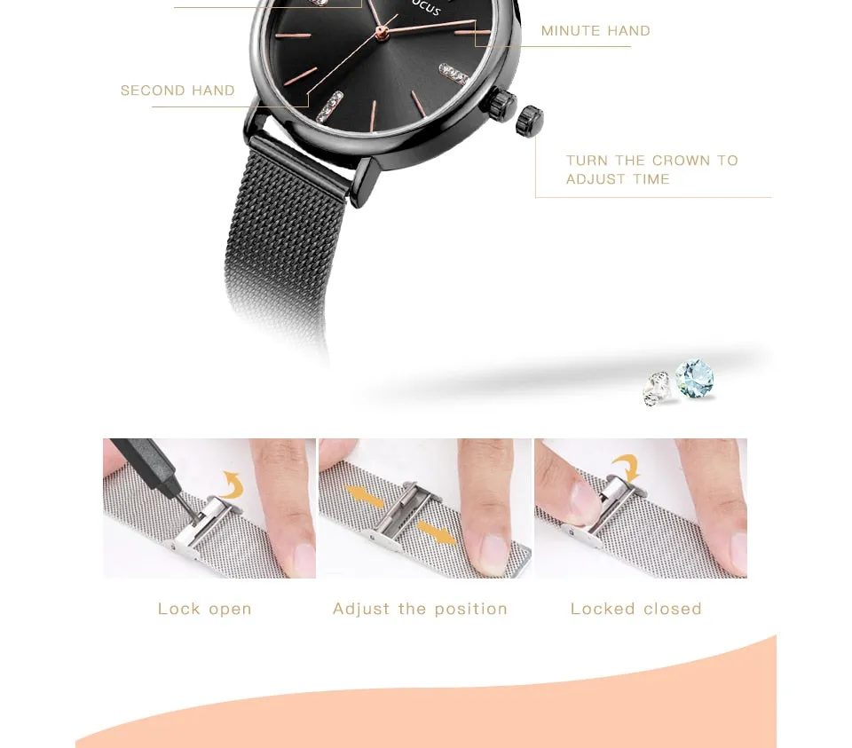 MINI FOCUS Fashion Simple Women Watches Girl Wristwatch Ultra Thin Quartz Watch Woman Stainless Steel Mesh Belt Ladies Clock