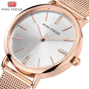 MINI FOCUS Fashion Simple Women Watches Girl Wristwatch Ultra Thin Quartz Watch Woman Stainless Steel Mesh Belt Ladies Clock