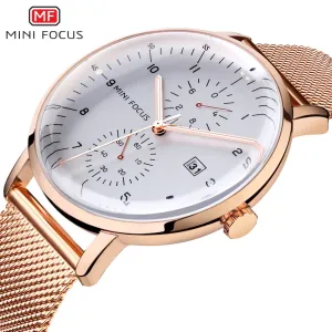 MINI FOCUS Luxury Brand Men&#39;s Watch Fashion Casual Quartz Watches Stainless Steel Mesh Belt Wristwatches Waterproof Clock Man