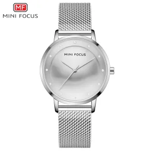 MINI FOCUS Luxury Fashion Women Creative Watch Rhinestones Lady Quartz Watches Waterproof Steel Mesh Band  Wristwatch Girl Reloj