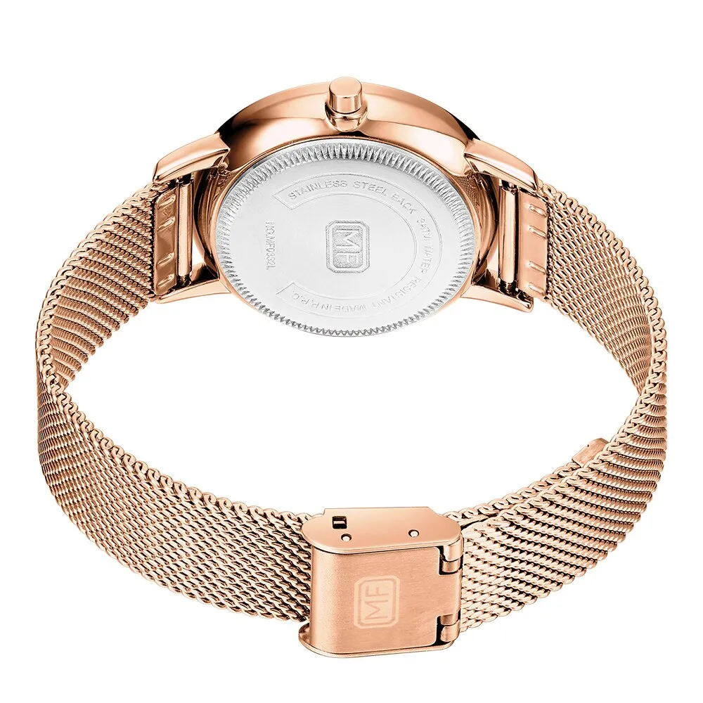 MINI FOCUS Luxury Fashion Women Creative Watch Rhinestones Lady Quartz Watches Waterproof Steel Mesh Band  Wristwatch Girl Reloj