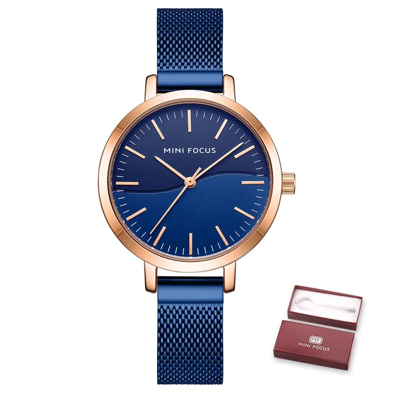 MINI FOCUS Luxury Women Watch Japanese Quartz Stainless Steel Mesh Band Waterproof Ladies Watches  Relogio Feminino