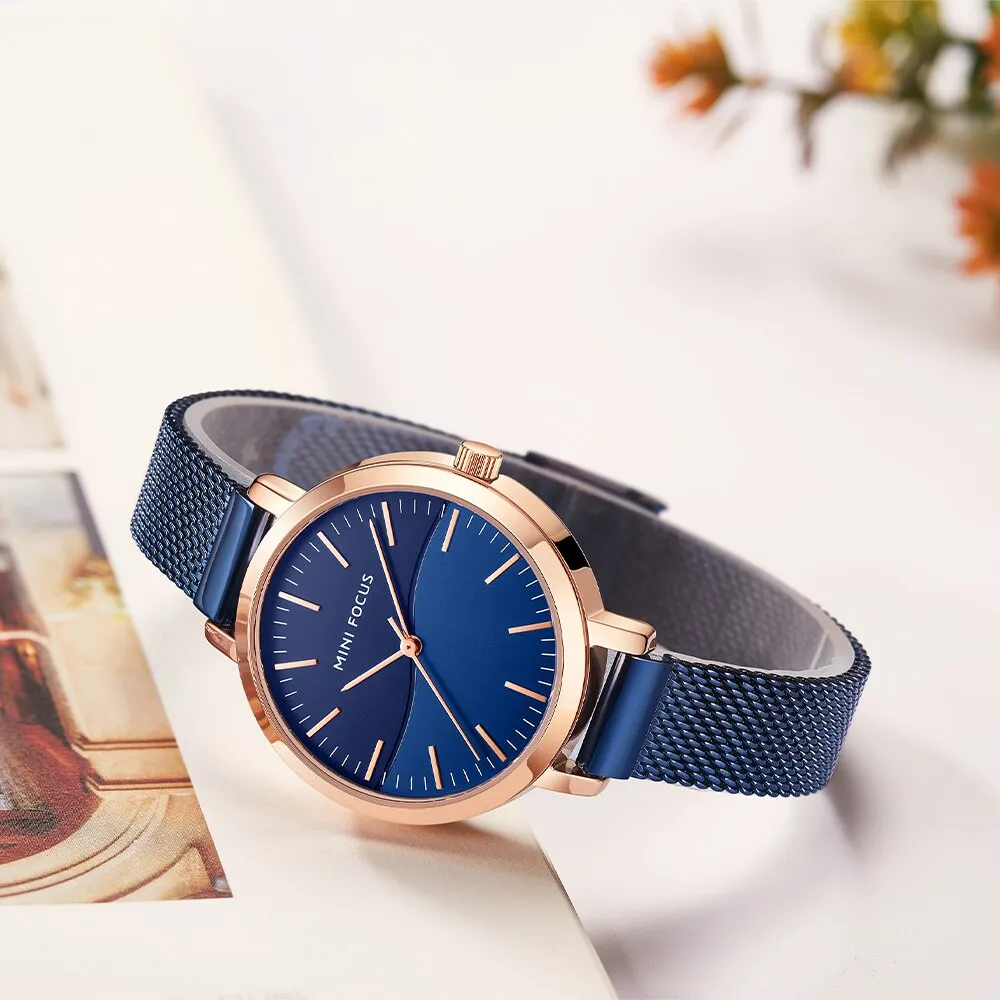 MINI FOCUS Luxury Women Watch Japanese Quartz Stainless Steel Mesh Band Waterproof Ladies Watches  Relogio Feminino