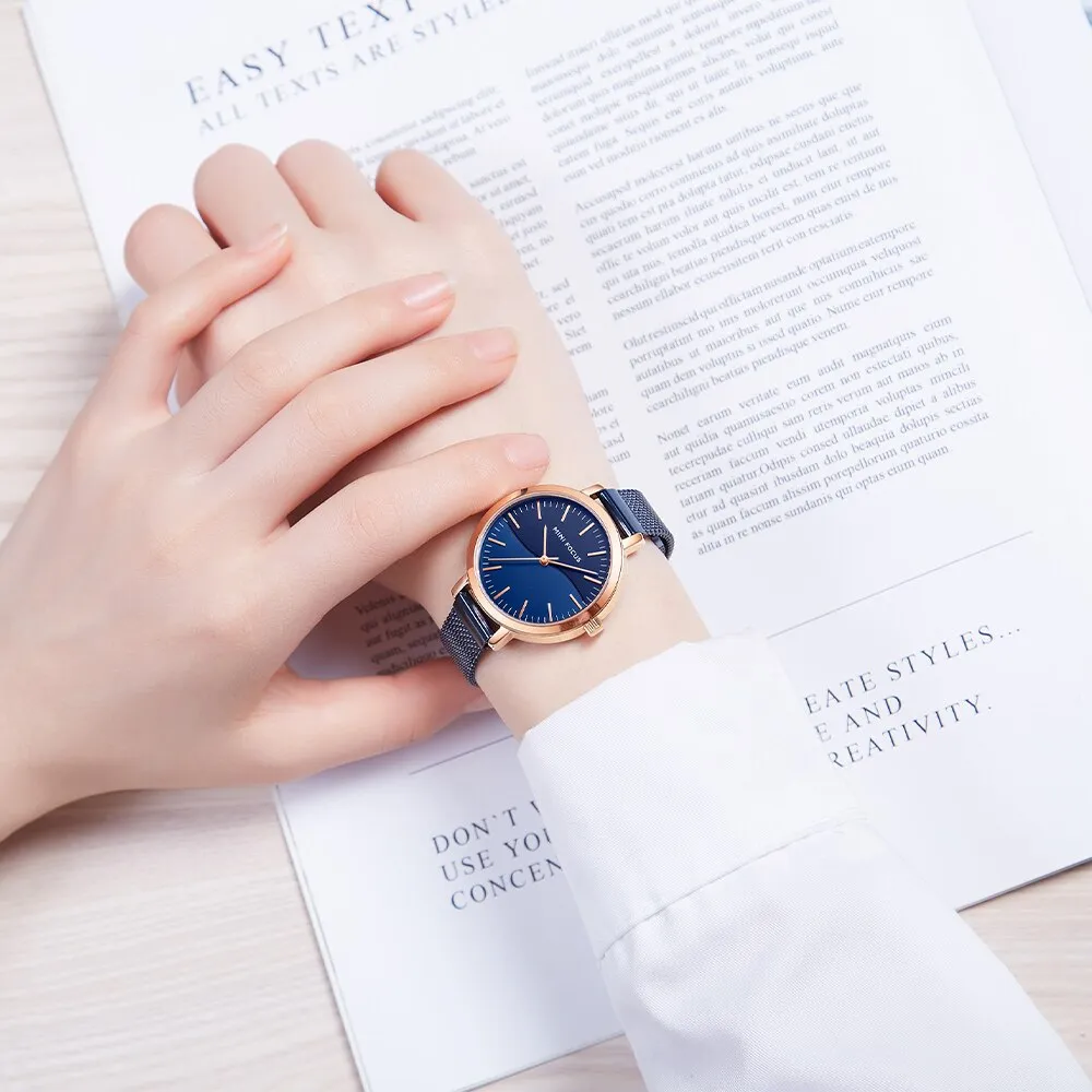 MINI FOCUS Luxury Women Watch Japanese Quartz Stainless Steel Mesh Band Waterproof Ladies Watches  Relogio Feminino