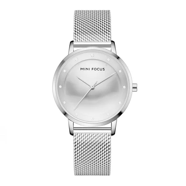 Mini Focus Silver Mesh Bracelet Silver Dial Quartz Watch for Ladies - MF0332L-01