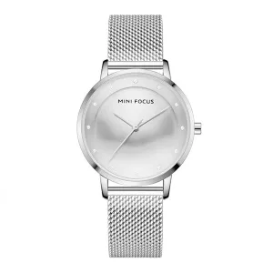 Mini Focus Silver Mesh Bracelet Silver Dial Quartz Watch for Ladies - MF0332L-01