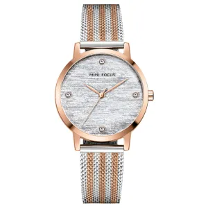 Mini Focus Two-Tone Mesh Bracelet Silver Dial Quartz Watch for Ladies - MF0329L-03