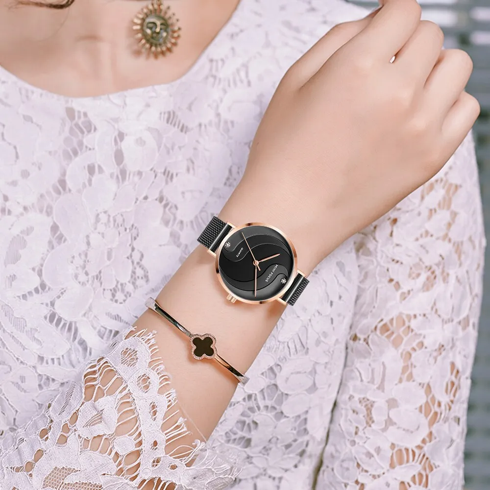 MINI FOCUS Watch Women Fashion Dress Quartz Watch Luxury Brand Ladies Full Steel Mesh Strap Waterproof Watches Female