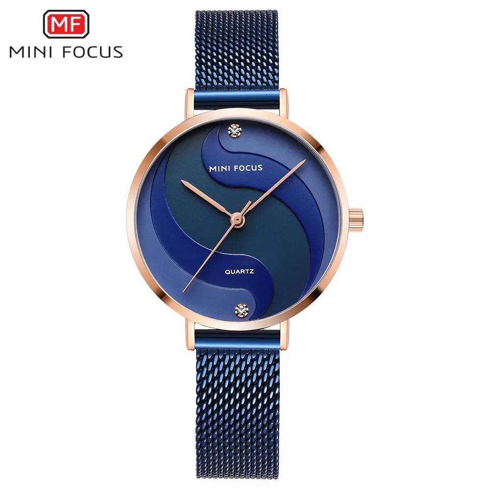 MINI FOCUS Watch Women Fashion Dress Quartz Watch Luxury Brand Ladies Full Steel Mesh Strap Waterproof Watches Female
