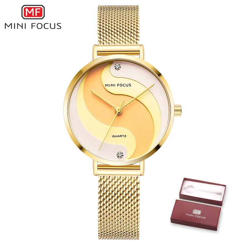 MINI FOCUS Watch Women Fashion Dress Quartz Watch Luxury Brand Ladies Full Steel Mesh Strap Waterproof Watches Female
