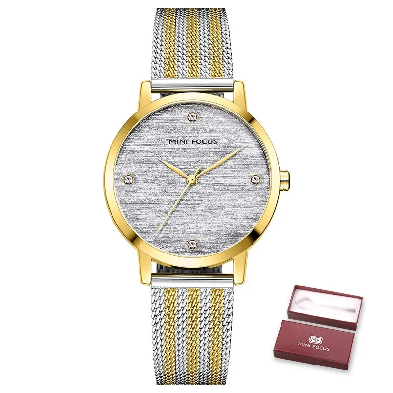 MINI FOCUS Women Rose gold Watches Top Luxury Brand Fashion Casual Ladies Quartz Watch Mesh Steel Band Lady Clock Montre Femme