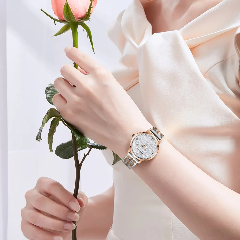 MINI FOCUS Women Rose gold Watches Top Luxury Brand Fashion Casual Ladies Quartz Watch Mesh Steel Band Lady Clock Montre Femme