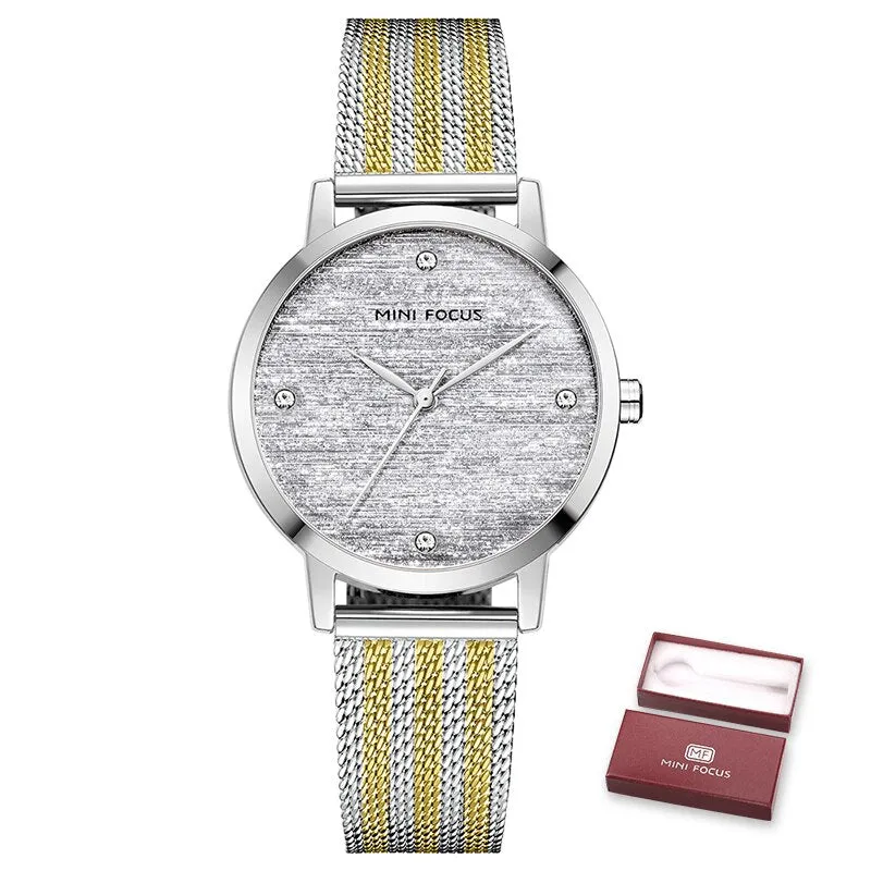 MINI FOCUS Women Rose gold Watches Top Luxury Brand Fashion Casual Ladies Quartz Watch Mesh Steel Band Lady Clock Montre Femme