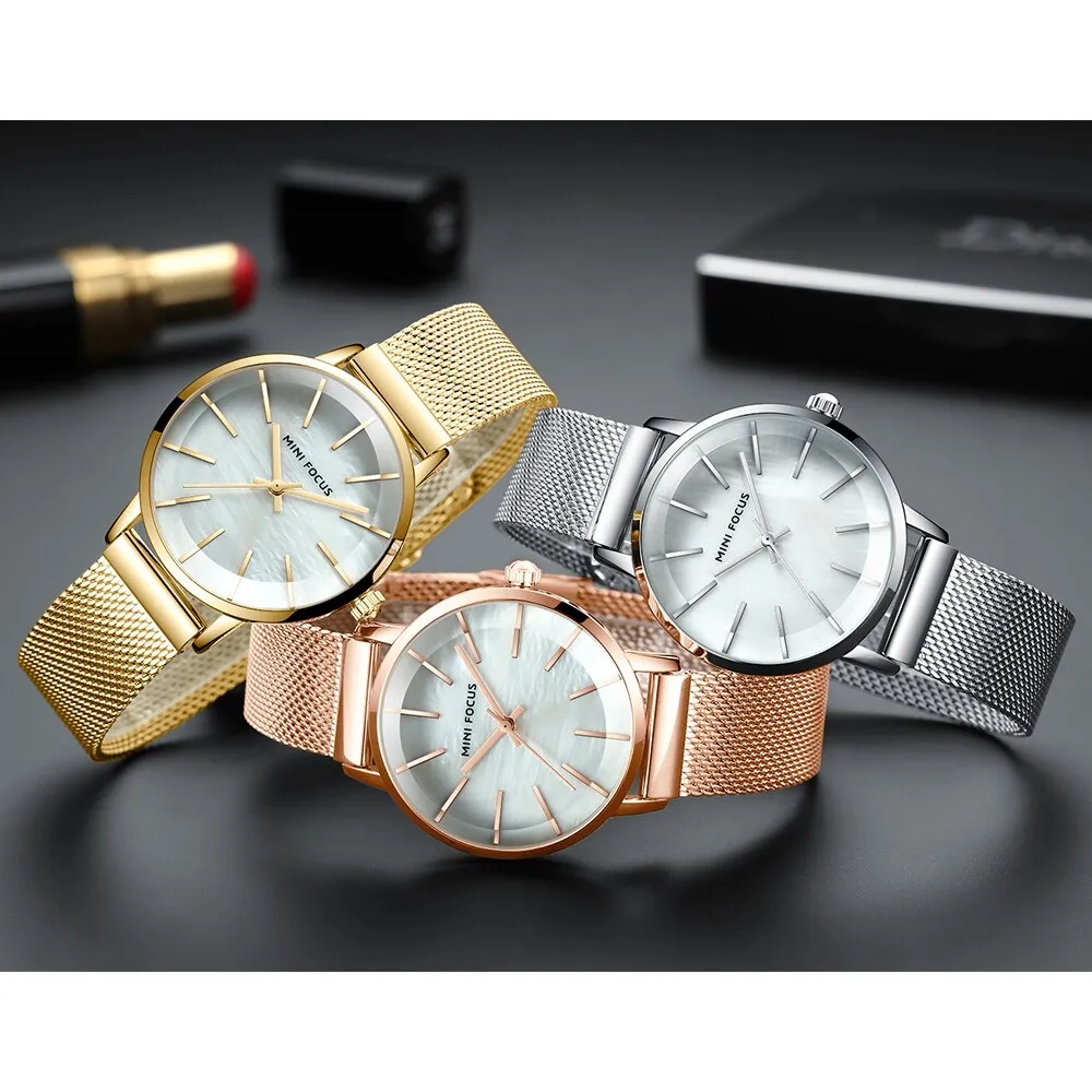 MINI FOCUS Women Watch Top Luxury Brand  Female Waterproof Fashion Lady watches Woman Mesh Belt Quartz Wristwatch Reloj Mujer