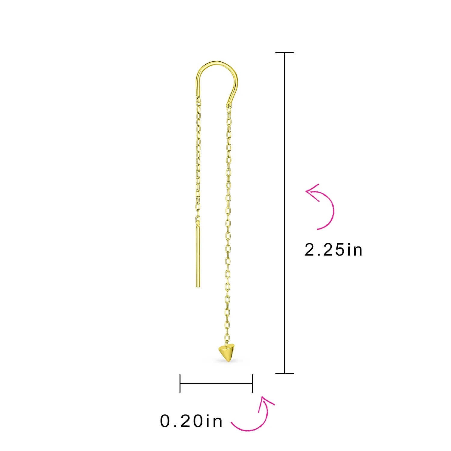 Minimalist Geometric Dangle Earrings Arrow Spike Tip Gold Plated Sterling Silver